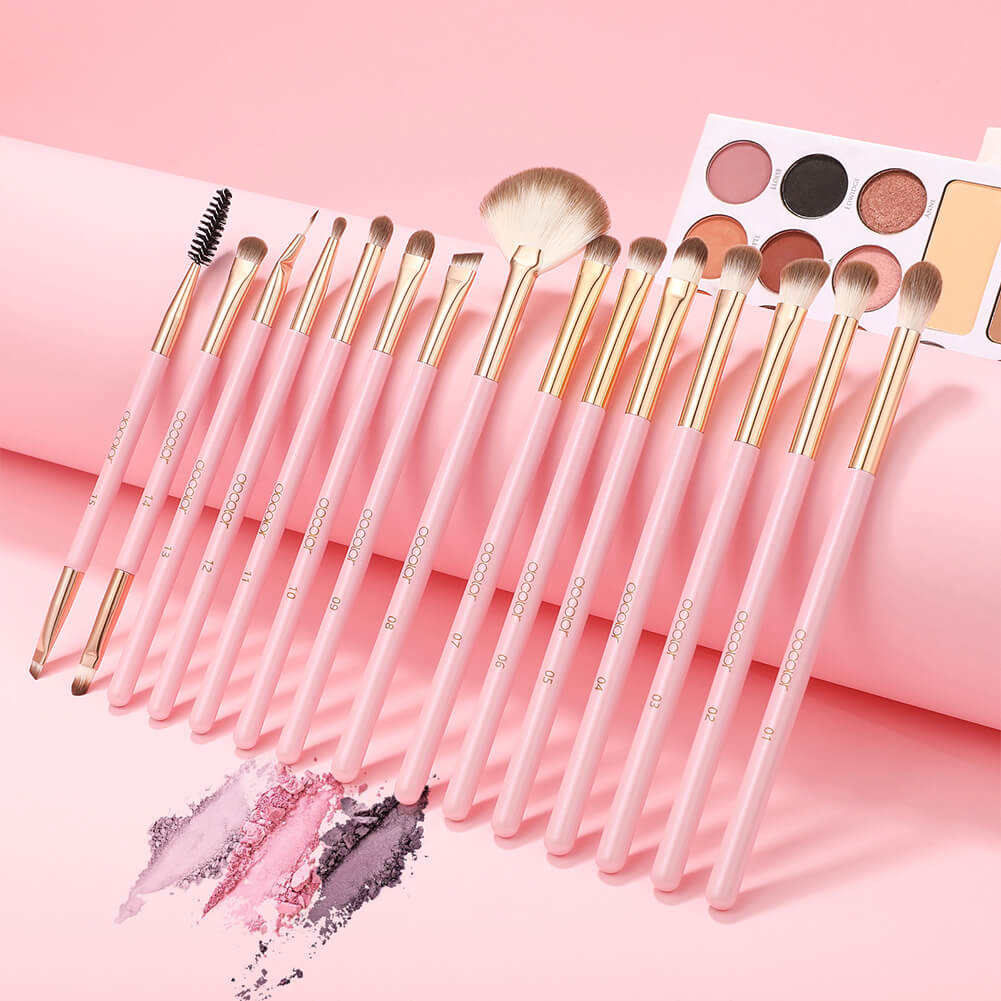 SOFT PINK 15-PIECE PRO EYE BRUSH SET