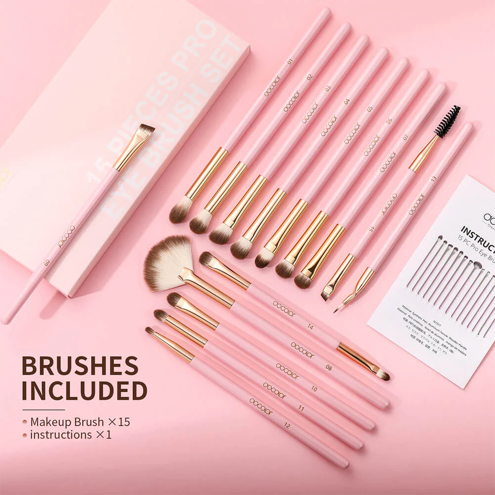 SOFT PINK 15-PIECE PRO EYE BRUSH SET